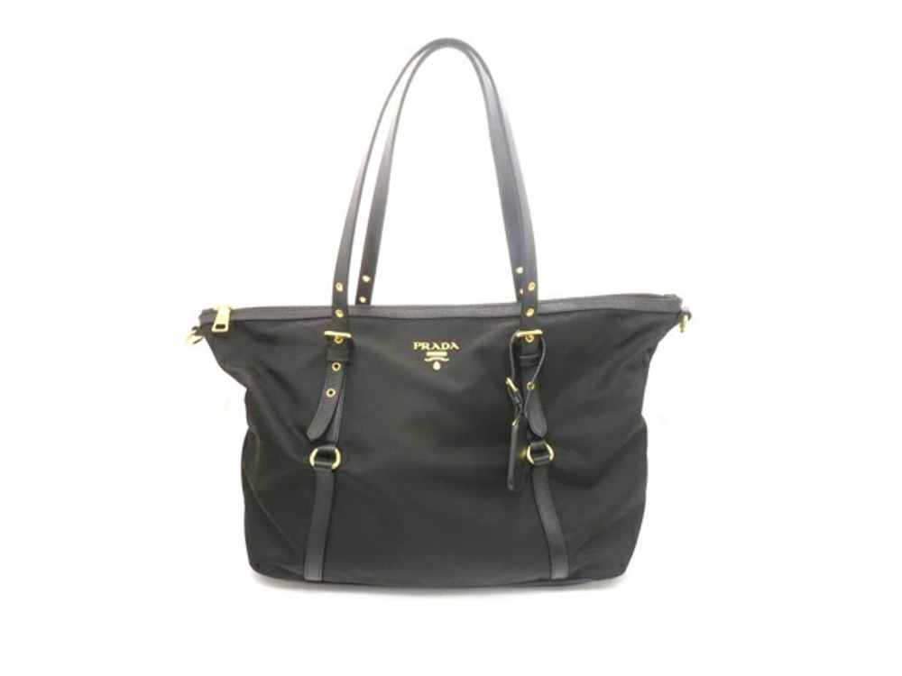 Prada bag tote black leather
